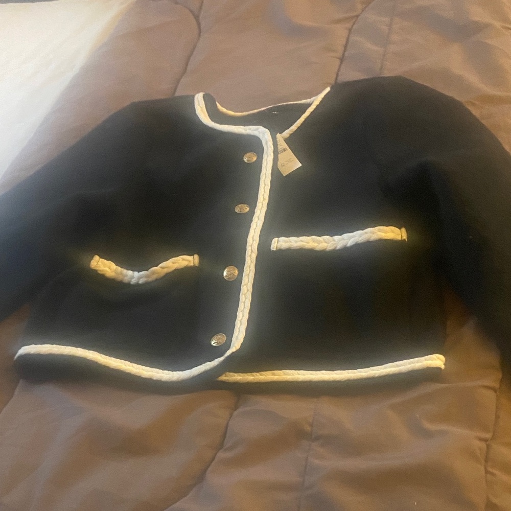 J. Crew Black Jacket with White Accents size extra small. NWT
